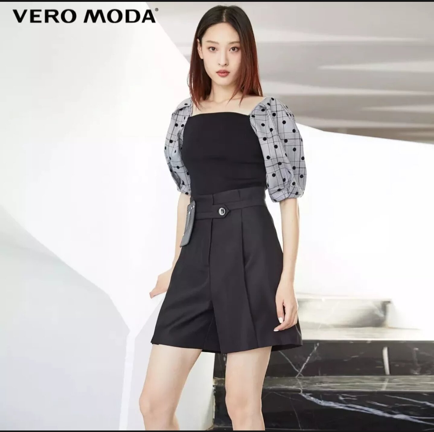 Vero moda - quần đùi cạp cao thường ngày cho nữ