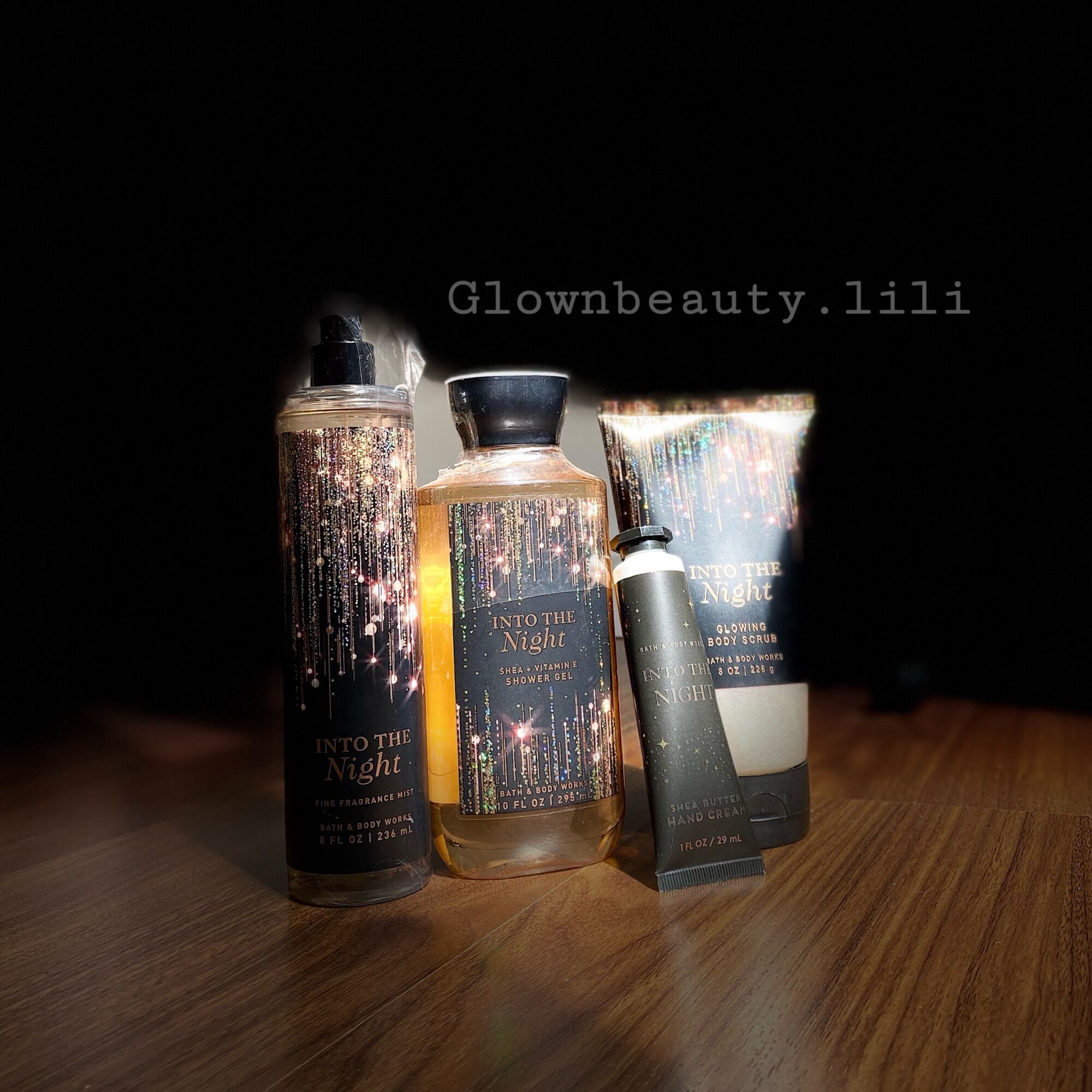 Trọn bộ Siêu phẩm into the night gel tắm, mist...