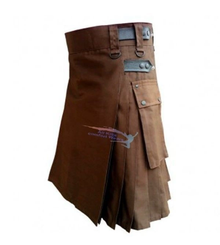 Áo Kilt Nam Kiểu Scotland Có Túi, Màu Đen, Chất Liệu Cotton, Phong Cách Anh-Ích Lai, Họa Tiết Royal Stewart, Trang Phục Truyền Thống Ireland Dành Cho Nam Giới