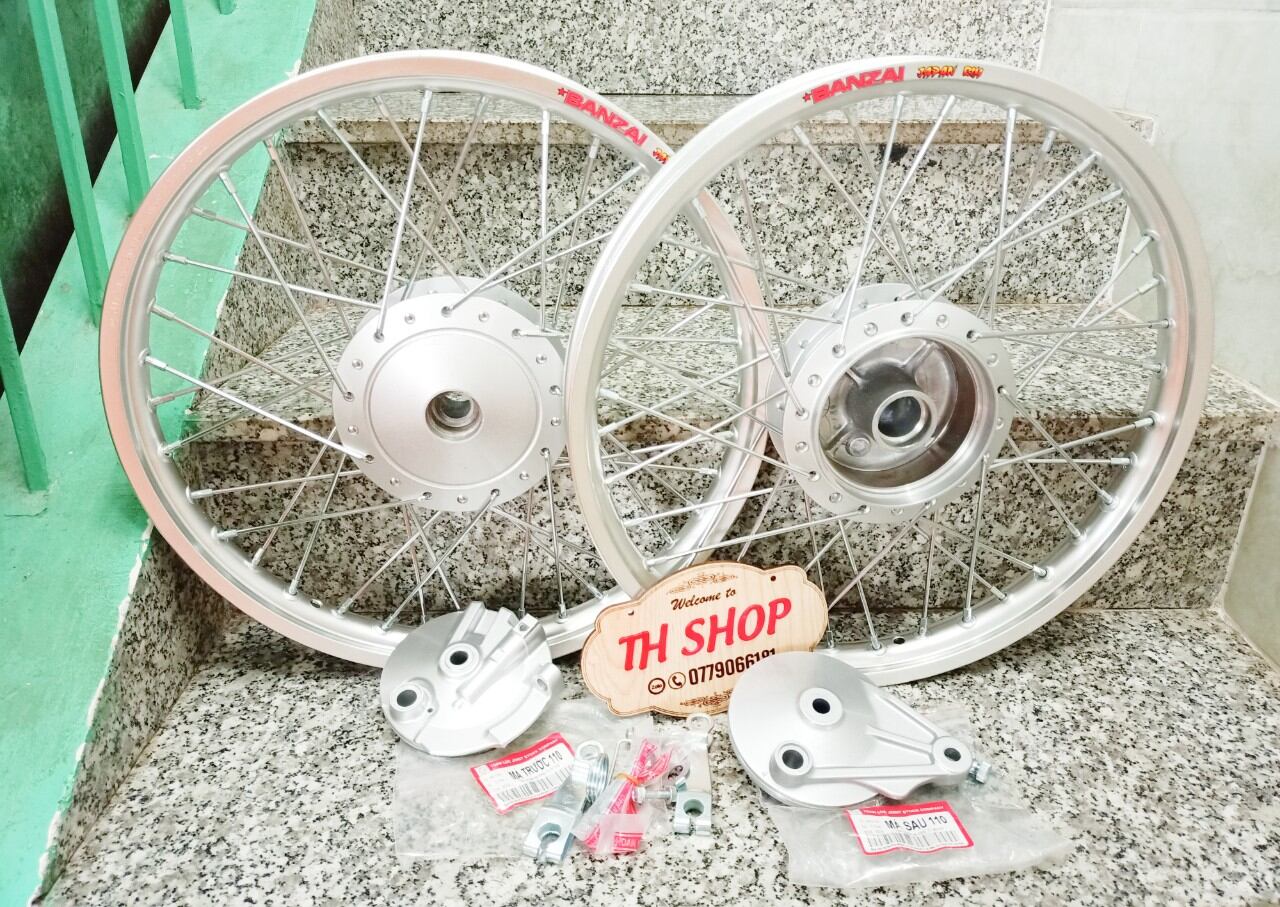 Bánh căm Wave Dream đùm zin sơn bạc zin kèm theo 2 má đùm niềng nhôm BANZAI DALE SOLUTE thái đã rút căm sẵn gắn vừa như zin không chế