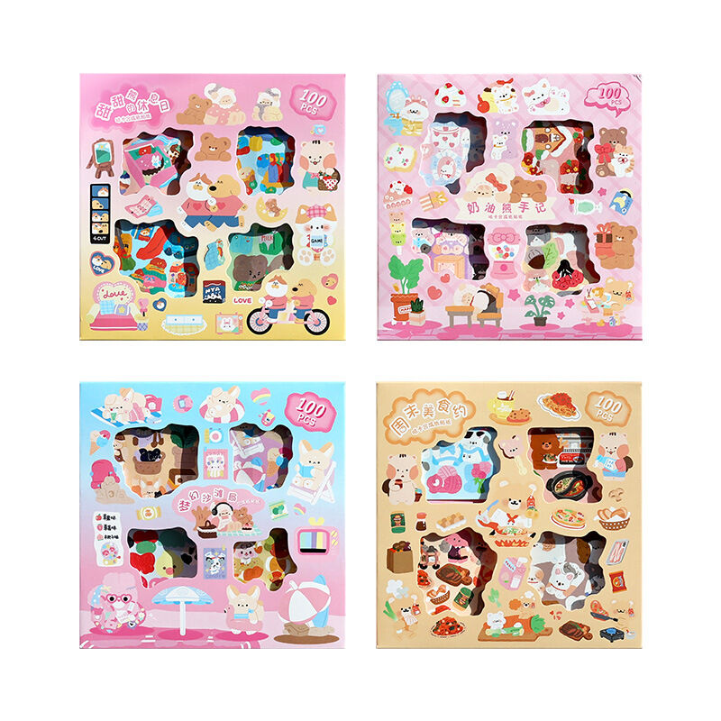 Hộp 100 tấm sticker hình dán 6x6cm