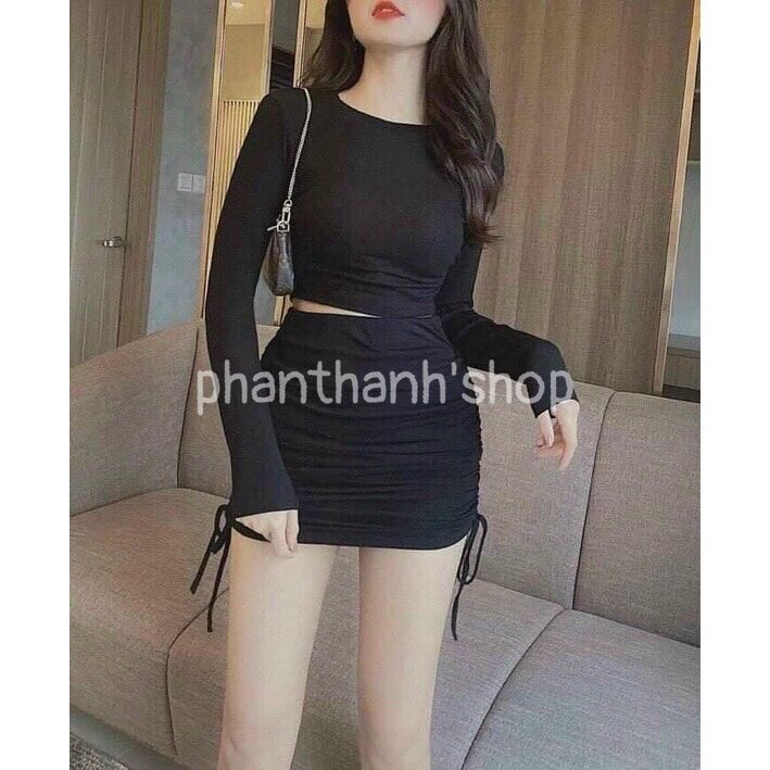 quần giả váy váy rút dây 2 bên eo