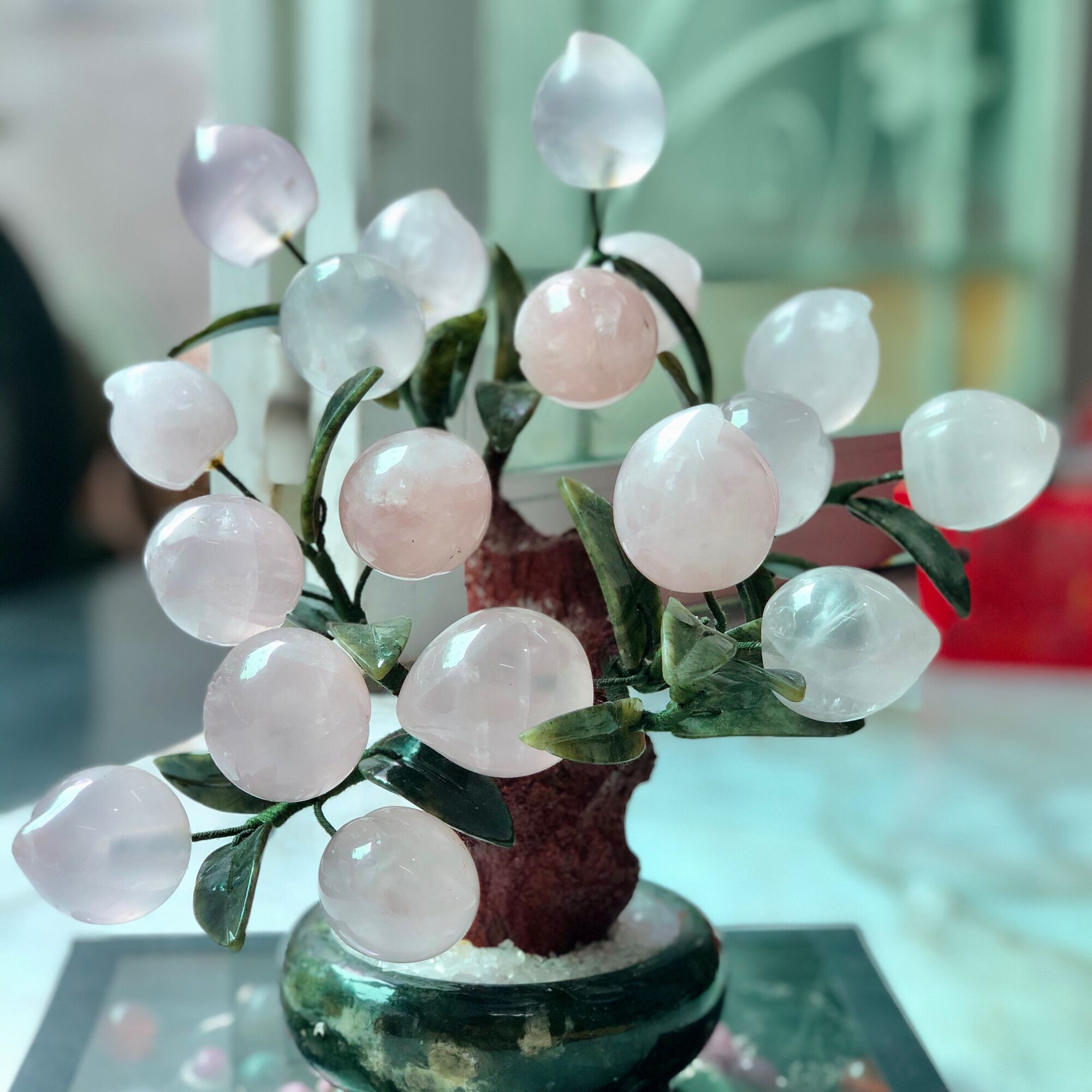 Cây đào thạch anh hồng 18 trái