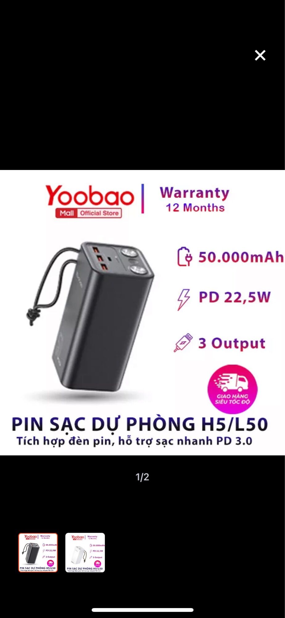 Pin sạc dự phòng yoobao 50,000 mah