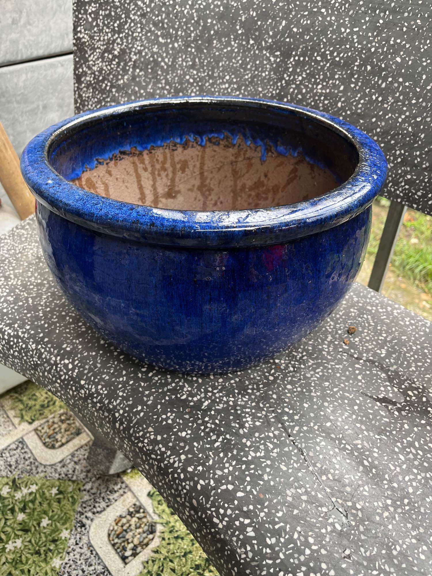 Chậu gốm đất nung tráng men nung củi