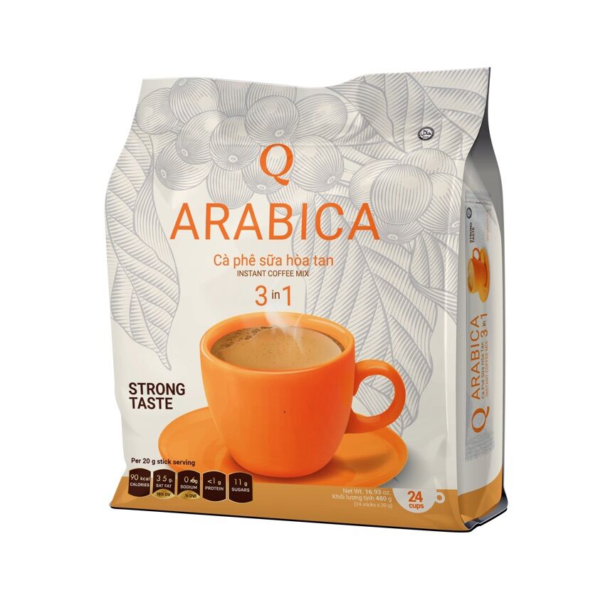 Cà phê sữa hoà tan 3 in 1 Arabica đậm vị Trần Quang