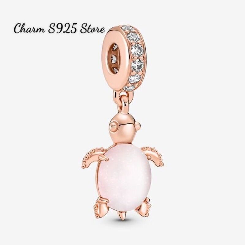 Charm pan ale treo rùa vàng hồng đá hồng bạc s925 cao cấp
