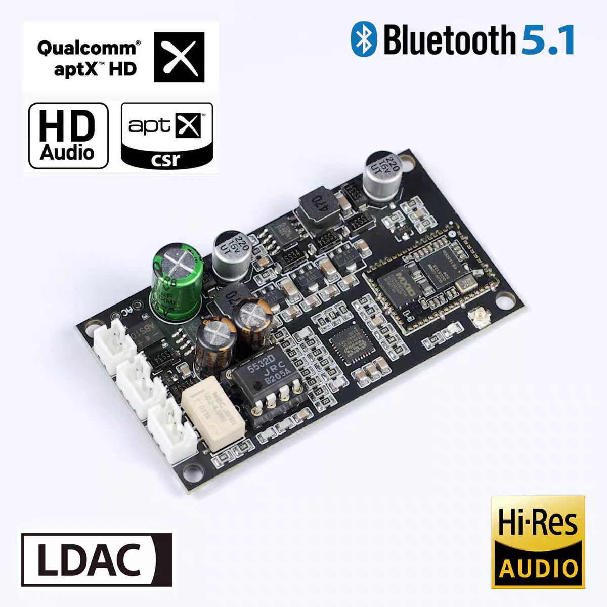 Siêu phẩm mạch DAC ES9038Q2M Bluetooth QCC5125 giải mã LDAC PreAmplifier