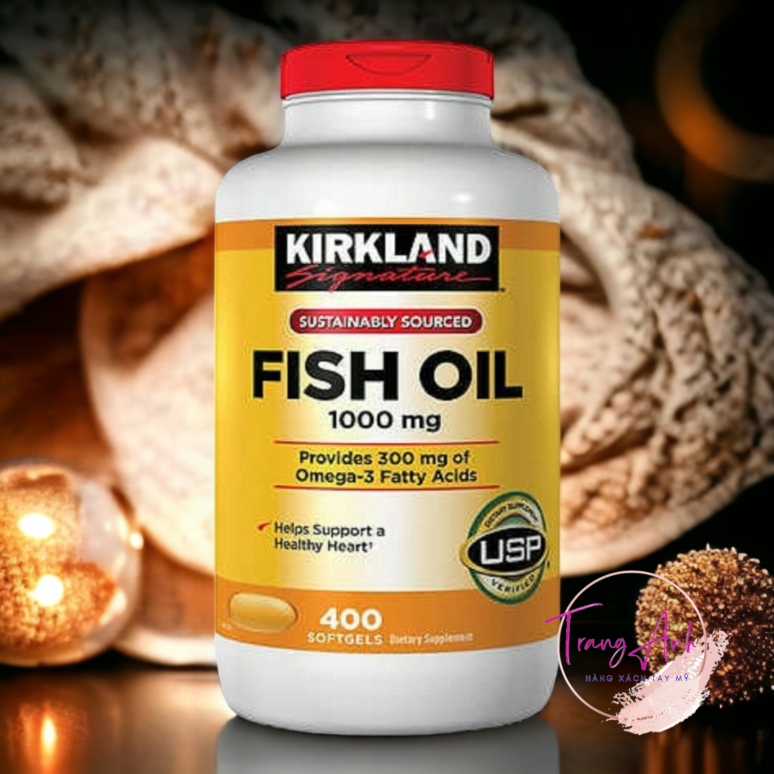Mỹ - viên uống dầu cá kirkland fish oil - omega 3 fish oil 1000mg kirkland 400 viên