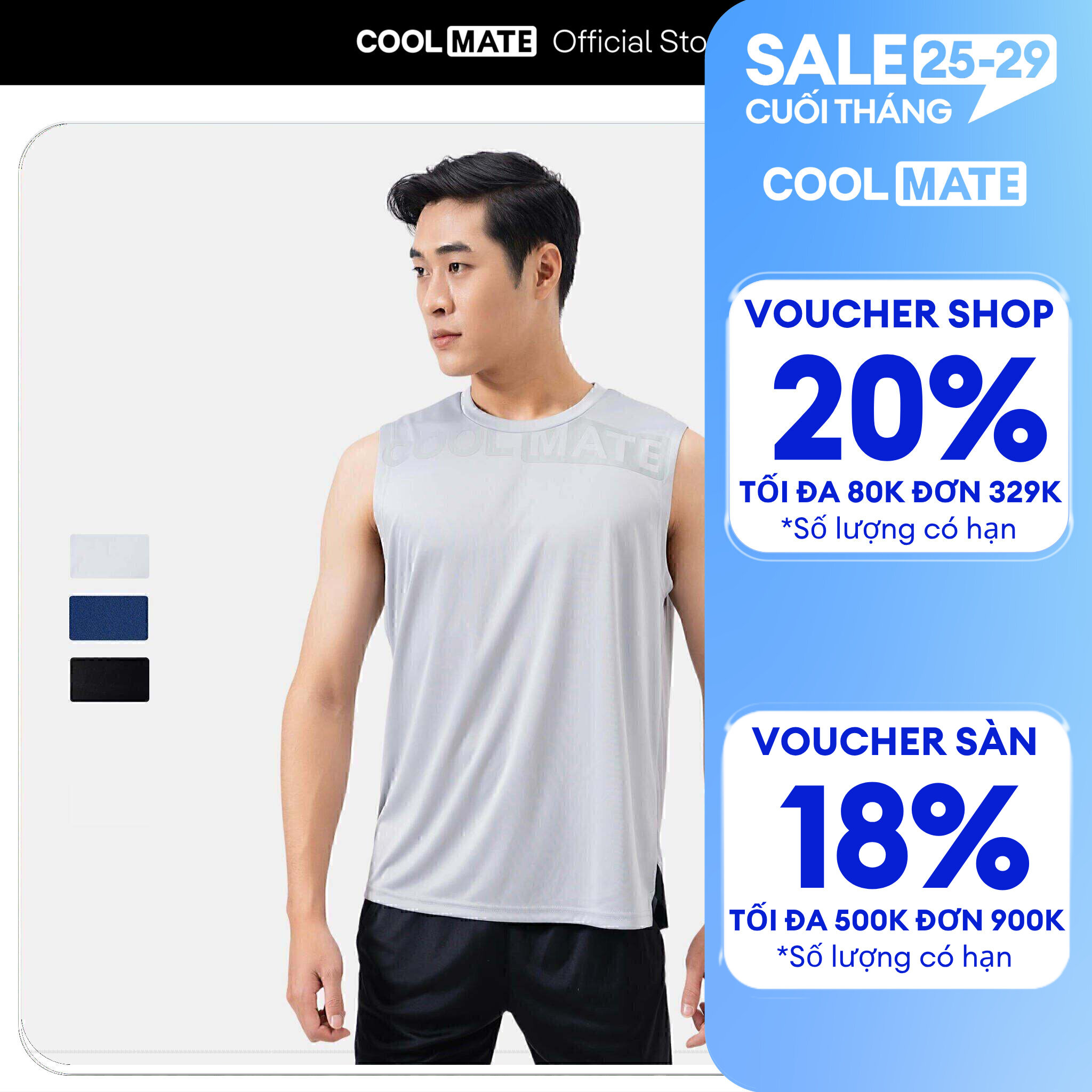 [GIÁ TỐT][OUTLET - KHÔNG ĐỔI TRẢ]Áo Tanktop thể thao Active logo co giãn, thấm hút, nhanh khô - Coolmate
