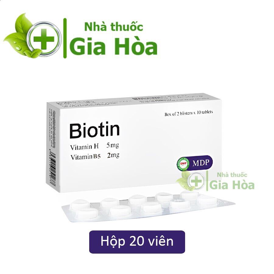 Biotin Mediphar USA (Vitamin H, B5)- Viên uống giúp làm đẹp da, tóc, móng chắc khoẻ