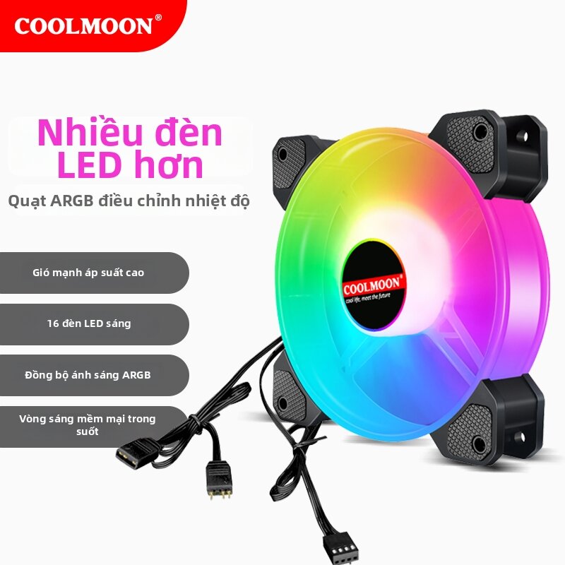 Coolmoon | Silent RGB Sync 12cm Case Fan Giá 137,000 Đồng*Miễn phí vận chuyển