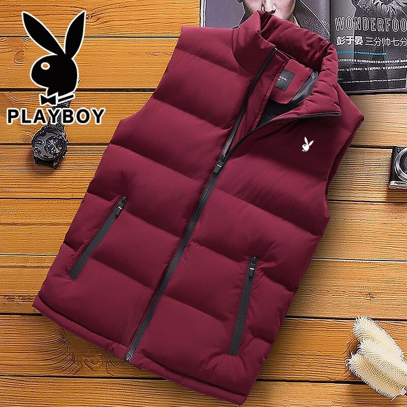 Playboy Vest Man Winter Vest Sleeveless Outer Wear down Cotton Warm Stand Collar Trendy Men's Waistcoat Coat