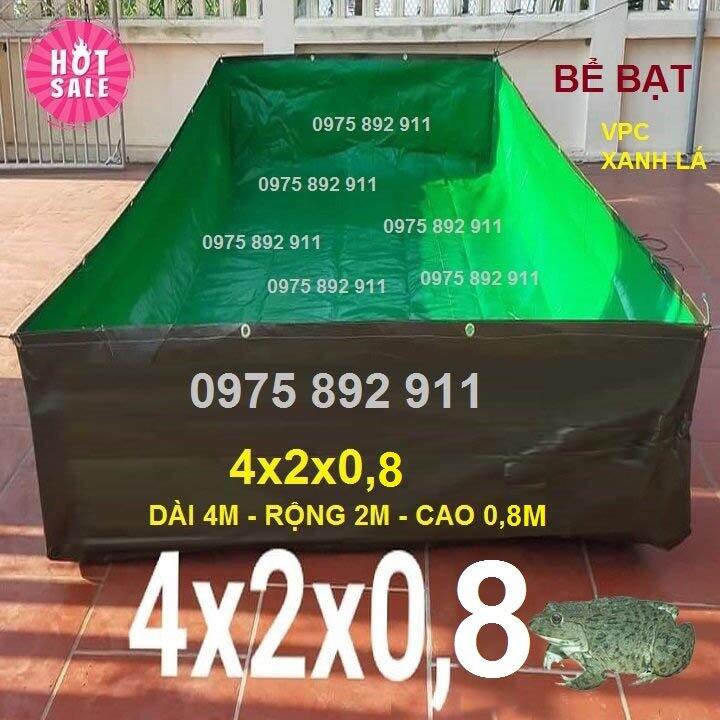 Bể bạt nuôi ốc ếch cá lươn chạch 4x2x0,8 xanh bộ đội