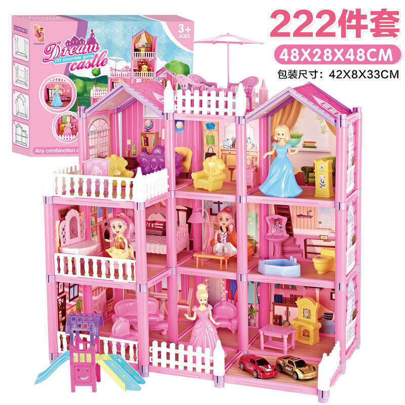 Bộ búp bê barbie lâu đài công chúa biệt thự lắp ráp đồ hàng nhà trẻ em quà sinh nhật đồ chơi phát triển trí tuệ bé gái
