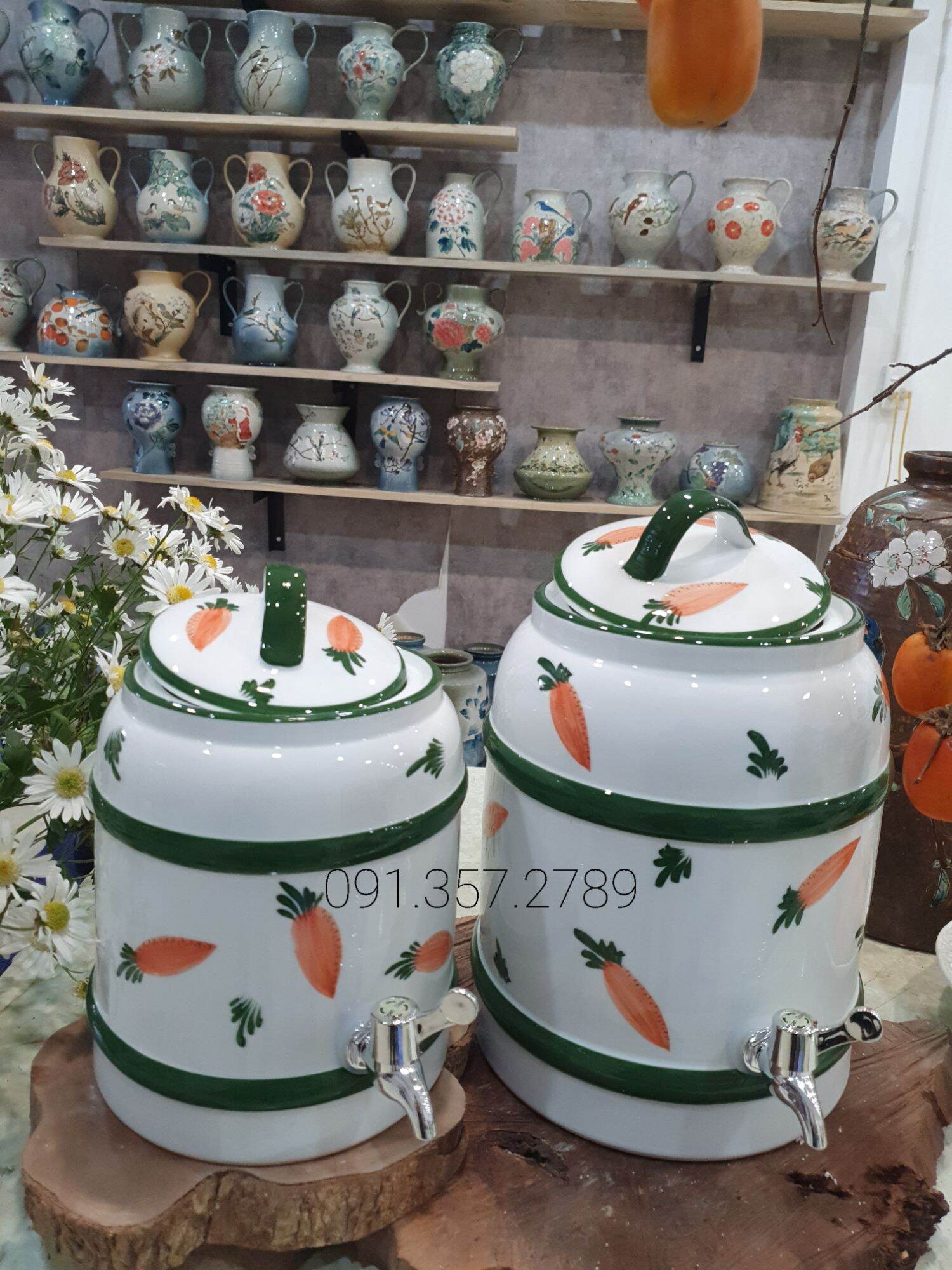 Bình đựng nước 9 lít gốm sứ Bát Tràng