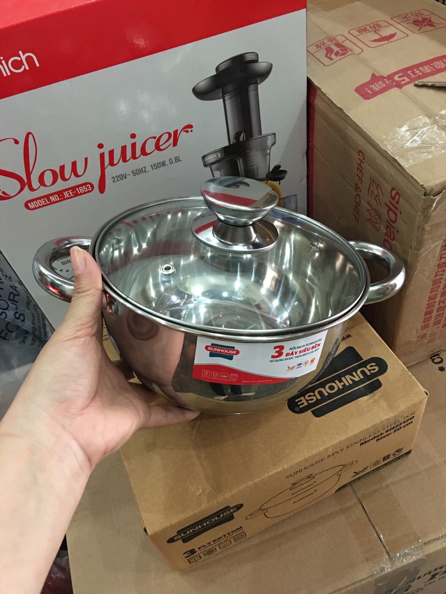 [HCM]???? NỒI INOX 3 ĐÁY SUNHOUSE size 20cm ????