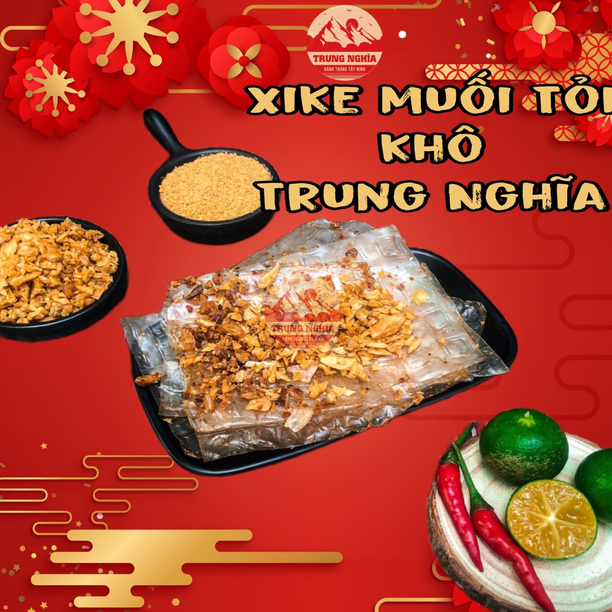 [1 Bịch] Bánh Tráng Xike Muối Tỏi Khô Trung Nghĩa