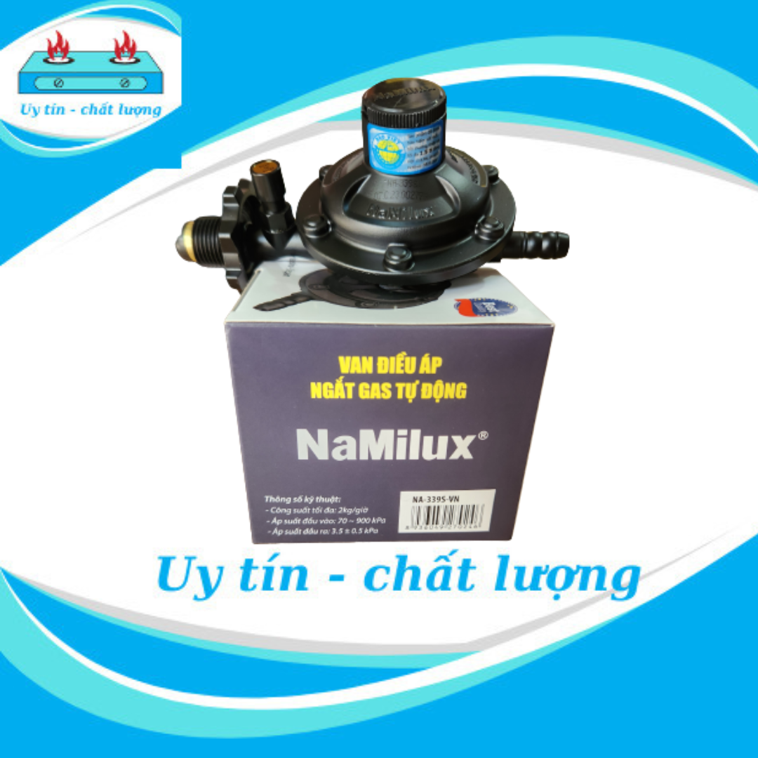 Van Namilux ngắt gas tự động dành cho bình gas màu vàng và xám