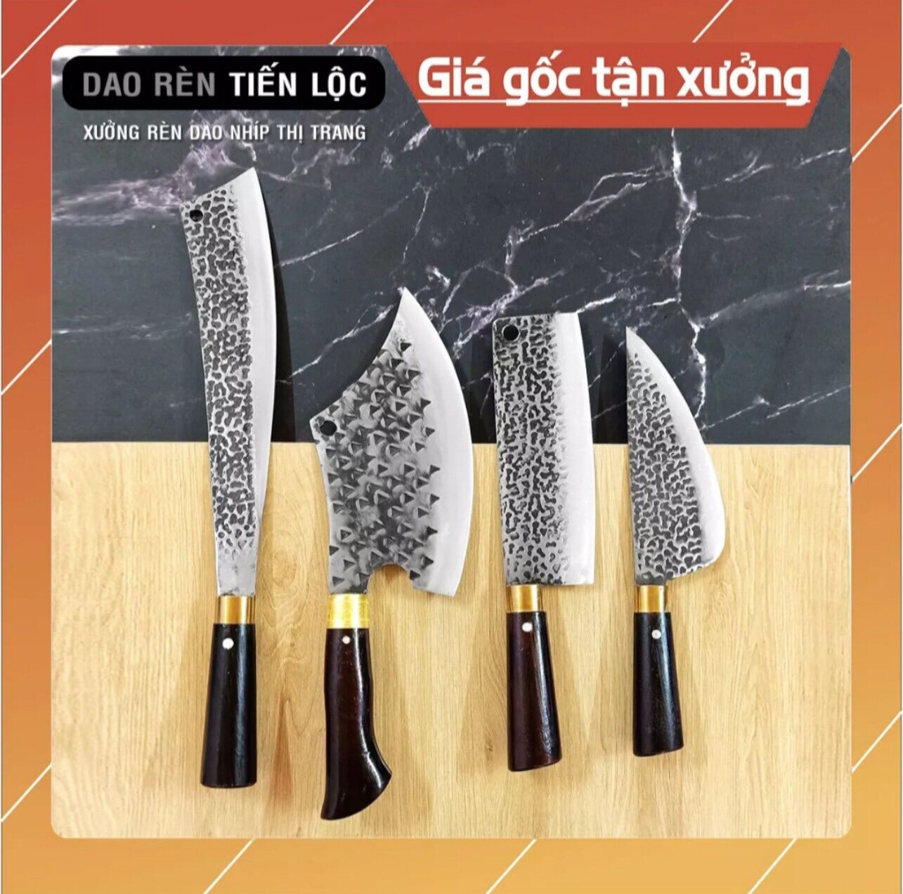 BÁO GIÁ Dao Làm Bếp Tốt | Shopee Lazada Sendo Tiki mới nhất 62 Bộ dao 4 món làm từ nhíp xe tốt (chống rỉ)