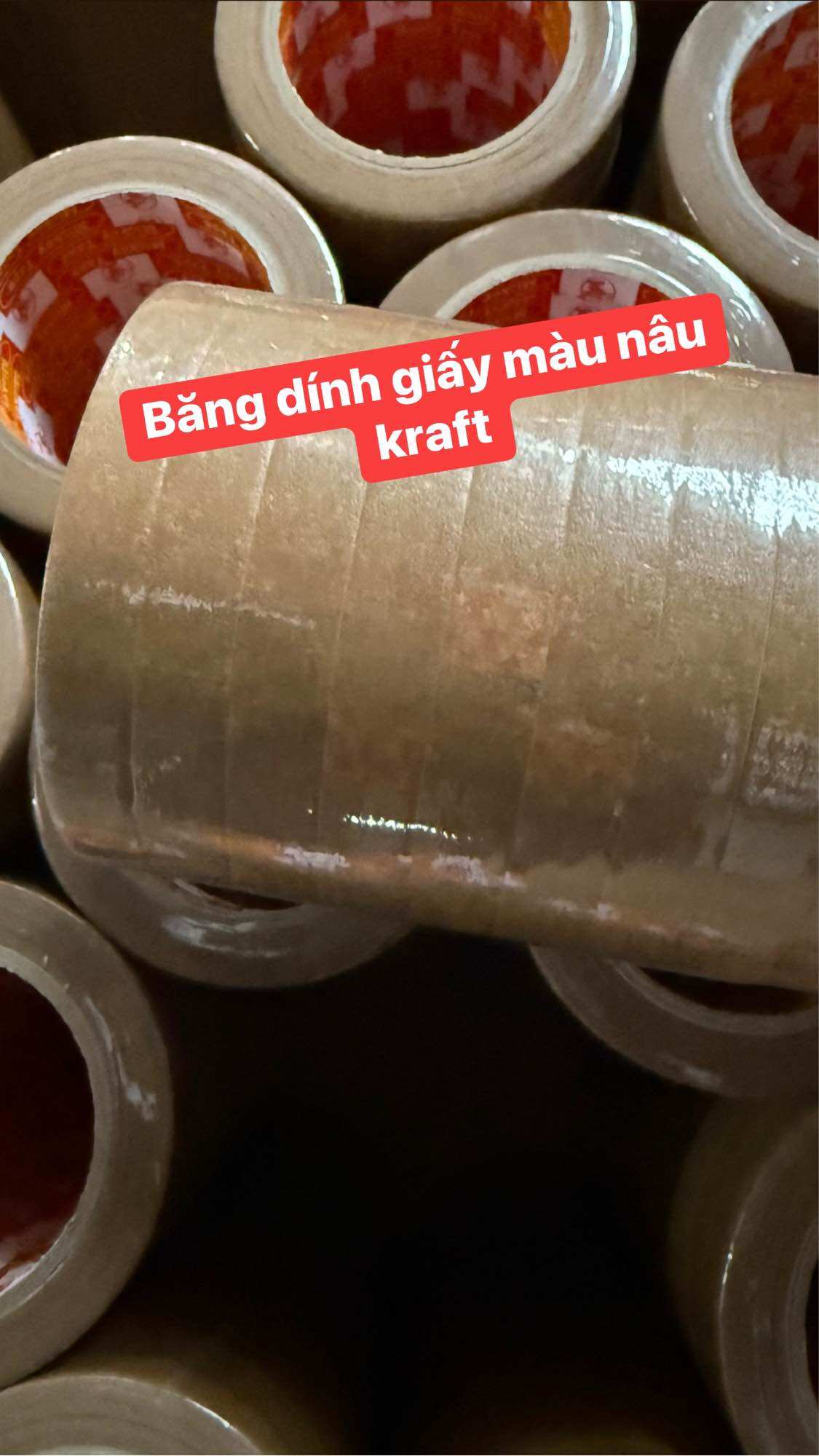 10cuộn băng dính giấy màu nâu kraft(bản 1,5cm/35m)