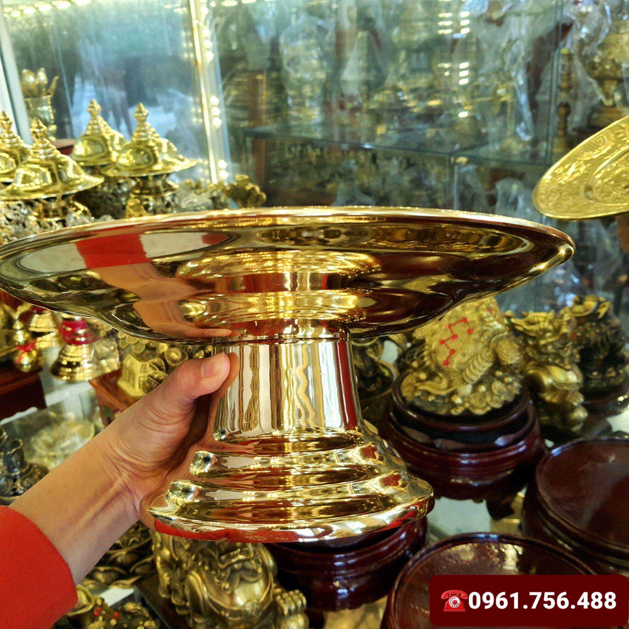 Mâm quả/ Mâm bồng đồng vàng 30cm- Phúc hóa