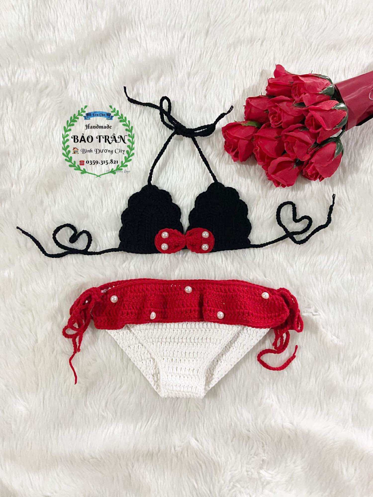 Bikini len Handmade bé gái 👙