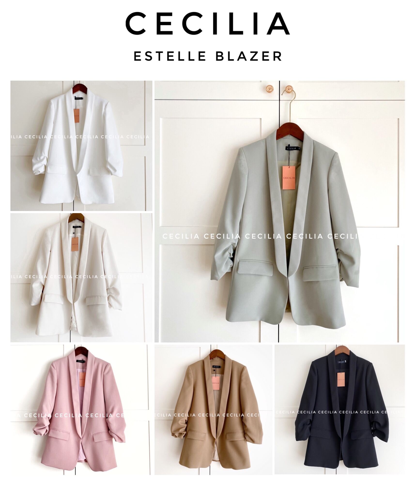 Áo vest blazer ESTELLE by CECILIA tay nhún - ảnh thật, áo thiết kế, 2 lớp