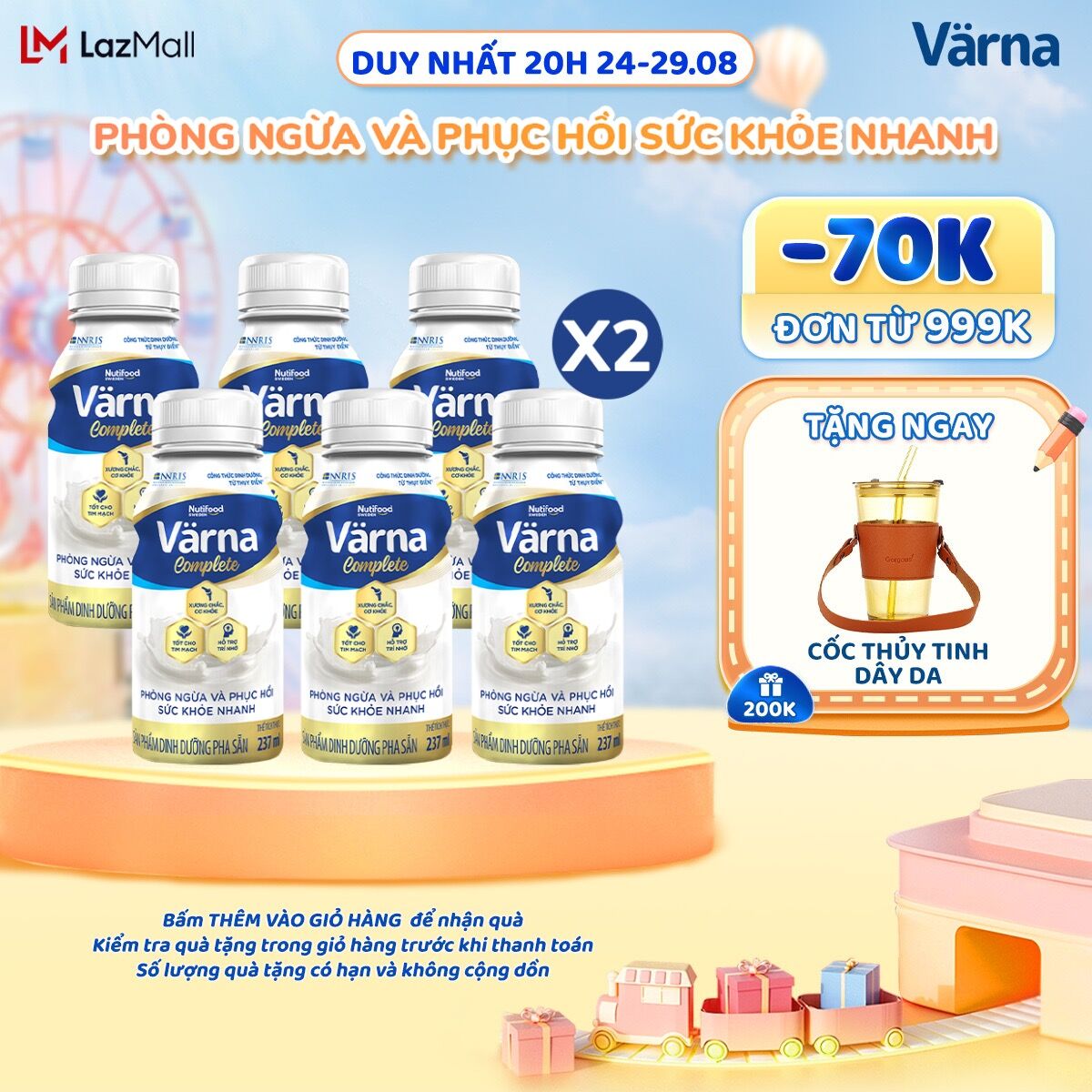 Combo 2 lốc Sản phẩm dinh dưỡng pha sẵn Värna Complete (6 chai x 237ml/lốc) - Varna
