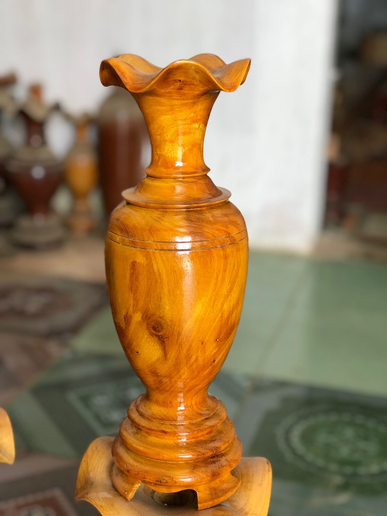 Lục bình gỗ lọ hoa gỗ xoan đào  12cm *40cm