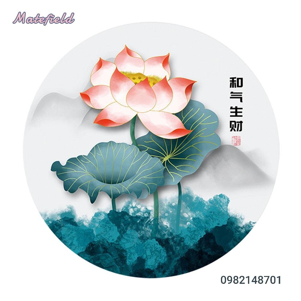 Tranh thêu chữ thập _ thêu kín _ hoa sen _ kt: 50x50cm _ dx1007 _ chưa thêu