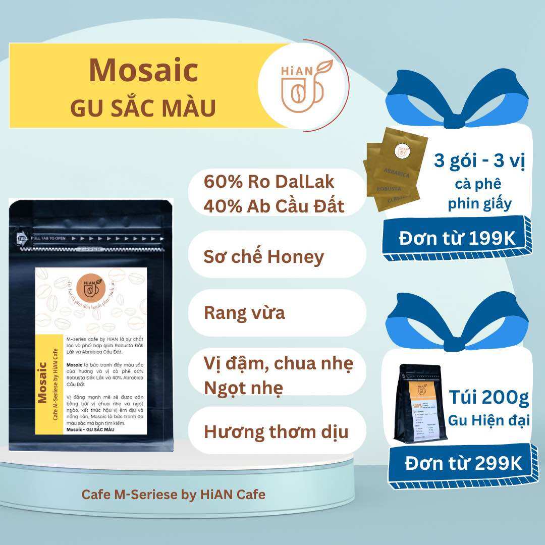 Cà phê GU SẮC MÀU rang mộc 60 Robusta 40 Arabica, không chất phụ gia, cà phê rang xay, pha máy, cà phê nguyên hạt