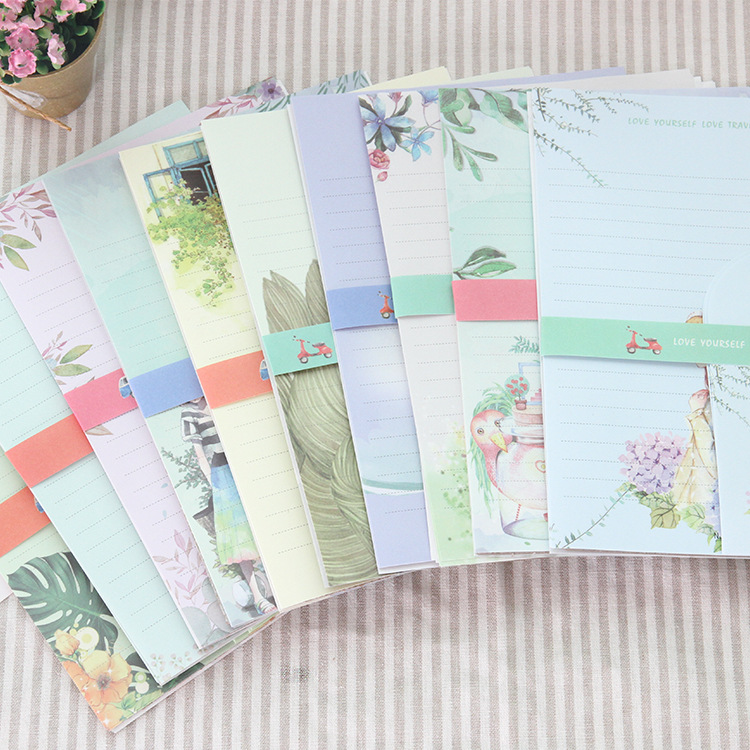 Giấy viết thư tâm tình kèm bao thư (4 tờ + 2 bao)