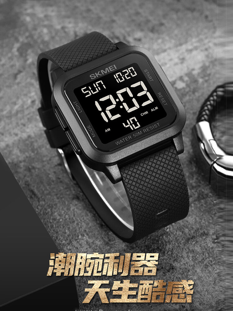 Đồng Hồ Thể Thao Điện Tử Thời Trang Chống Nước Cho Nam Và Nữ Đèn LED Đồng Hồ Học Sinh Đa Chức Năng Vuông Nhỏ