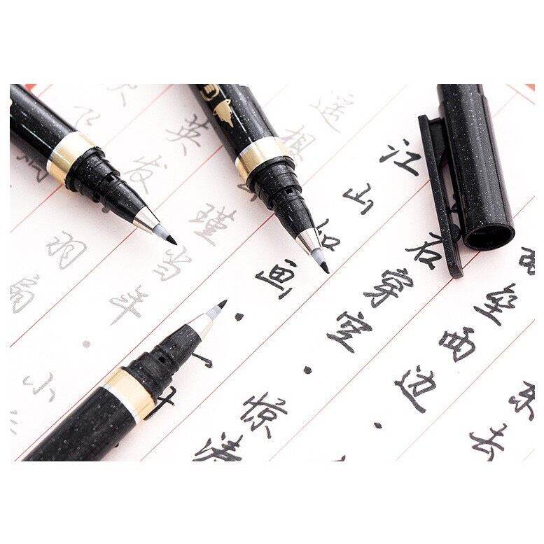 Bút lông viết thư pháp, viết chữ Hán, ba kích cỡ có bán bình mực