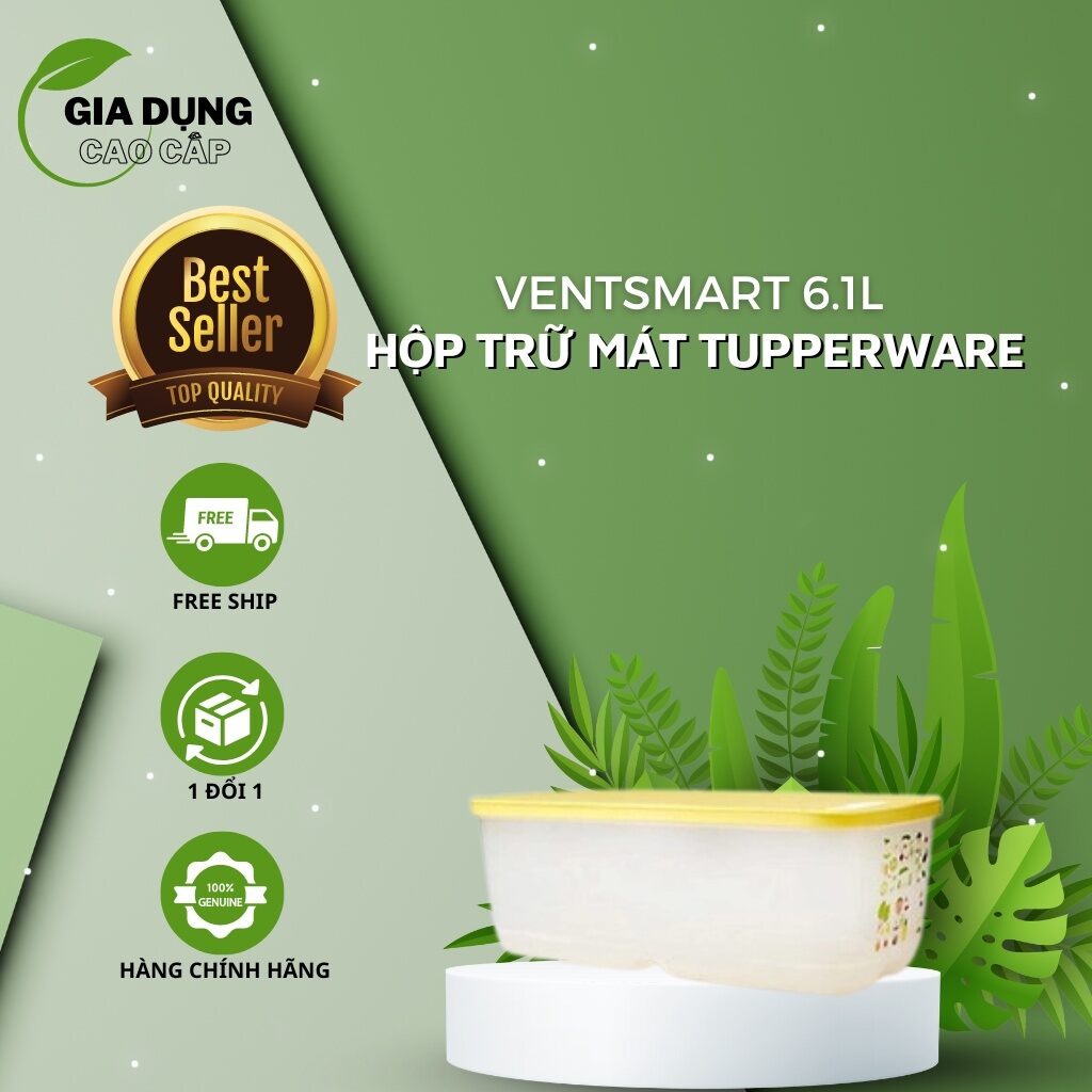 Hộp trữ rau củ có nút hô hấp Ventsmart size bự 6.1L