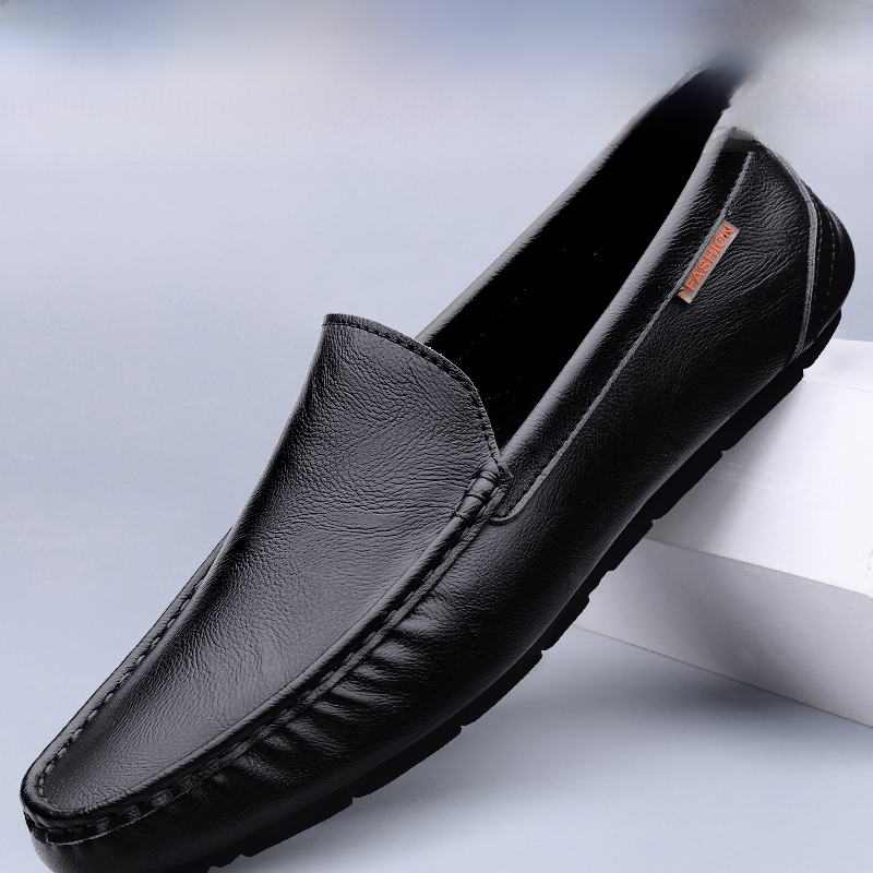 Giày Đế Bằng Da Bò Thường Ngày Mùa Thu Đông Cao Cấp Cho Nam Giày Lười Thoáng Khí Một Bước Màu Trơn Thường Ngày