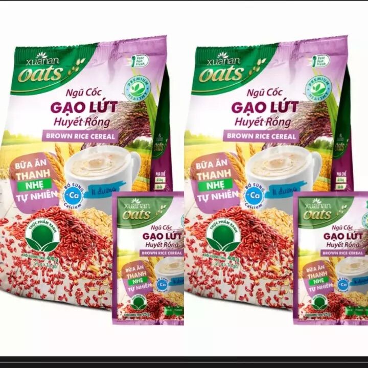 Combo 2 gói ngũ cốc gạo lứt huyết rồng xuân an 400g ăn liền