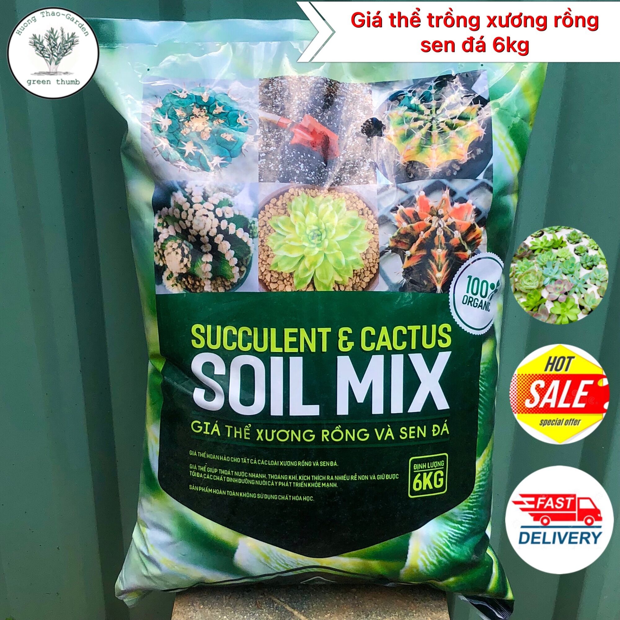 Đất soil mix trồng xương rồng, sen đá bao 6kg