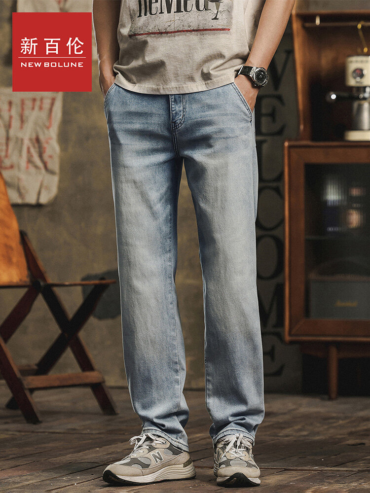 New Balance Men's Loose Straight Leg Jeans Summer Cool Washed Tencel Elastic Wide Leg Business Casual Cotton Polyester Blend Giá 1,388,000 Đồng*Miễn phí vận chuyển