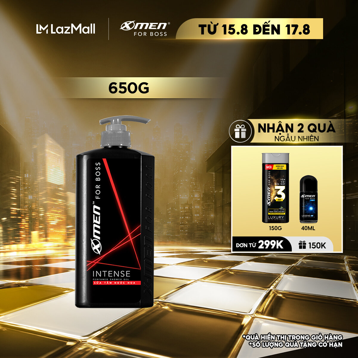 Sữa tắm nước hoa X-Men For Boss Intense - Mùi hương trầm đầy nội lực 650g