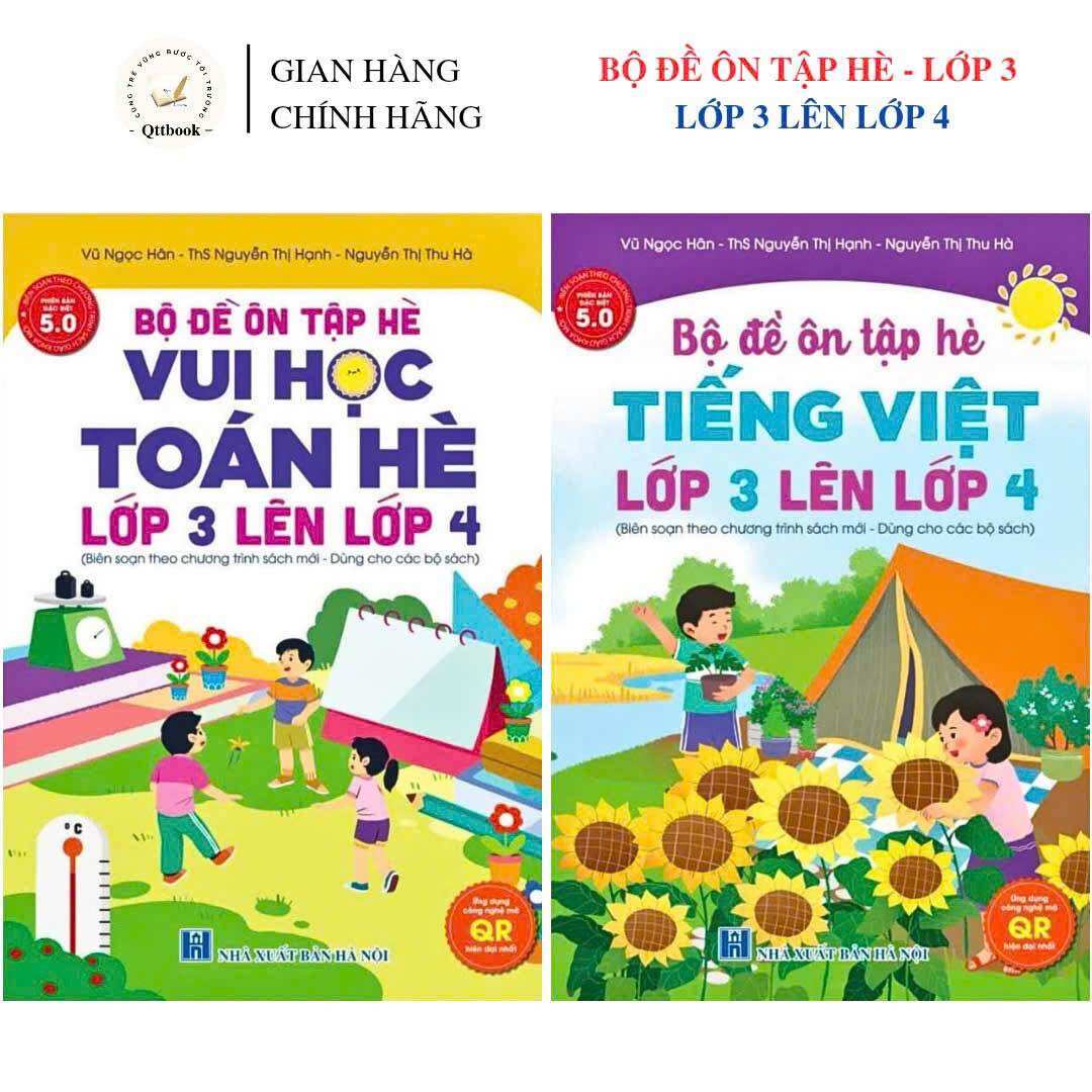 SÁCH - [ Lớp 3 lên lớp 4 ] - Bộ 2 quyển- Bộ đề ôn tập hè toán và tiếng việt hè lớp 3 lên lớp 4