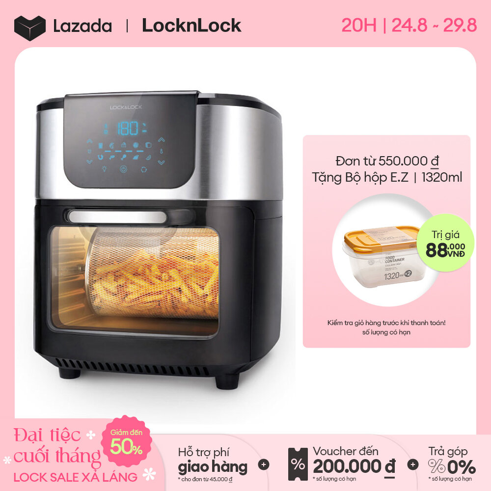 Thêm vào giỏ giảm giá - Lò nướng không khí Lock&Lock EJF691 - 10L  Giảm 80% mỡ, Chiên Nướng Sấy, cảm ứng  - Bảo hành 24 tháng - Chính hãng