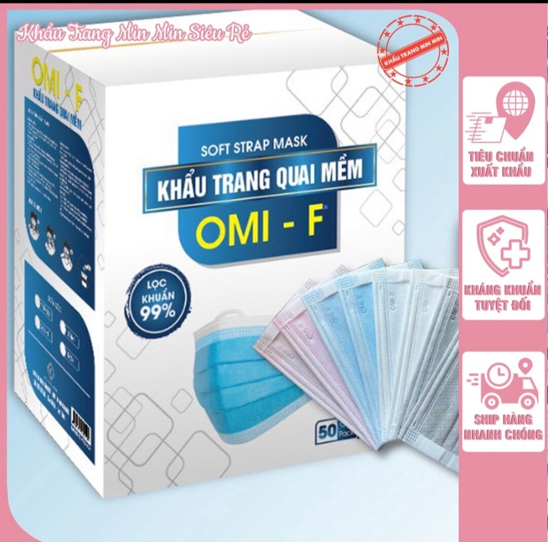 Khẩu trang 4 lớp kháng Khuẩn quai mềm không đau tai OMI  Set 50 cái