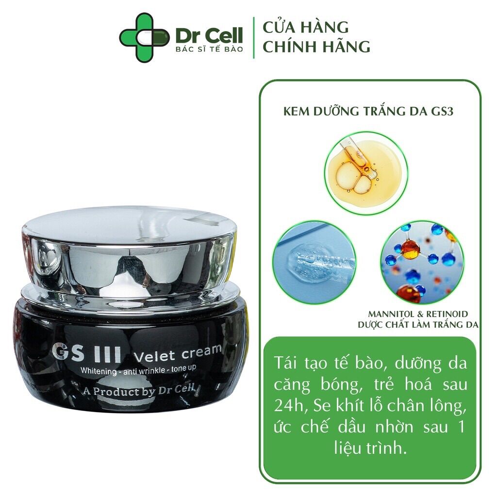 Kem dưỡng trắng da ban ngày drcell gs3 nâng cao hiệu quả chống nắng dr cell 30g, dưỡng trắng da, mền mịn