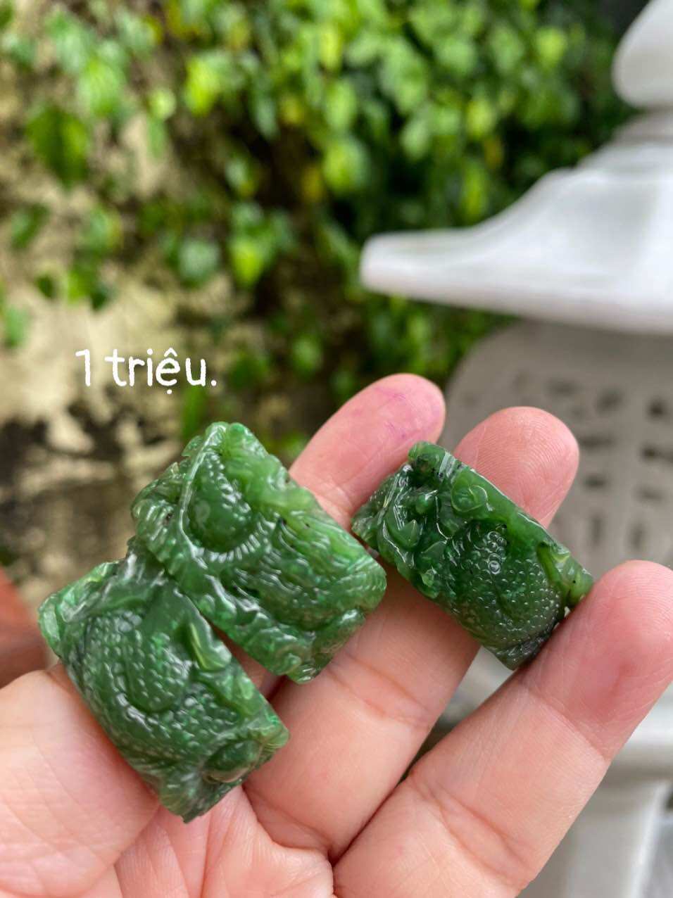 /-rose Nhẫn nam chạm rồng Ngọc Bích tự nhiên cao cấp.