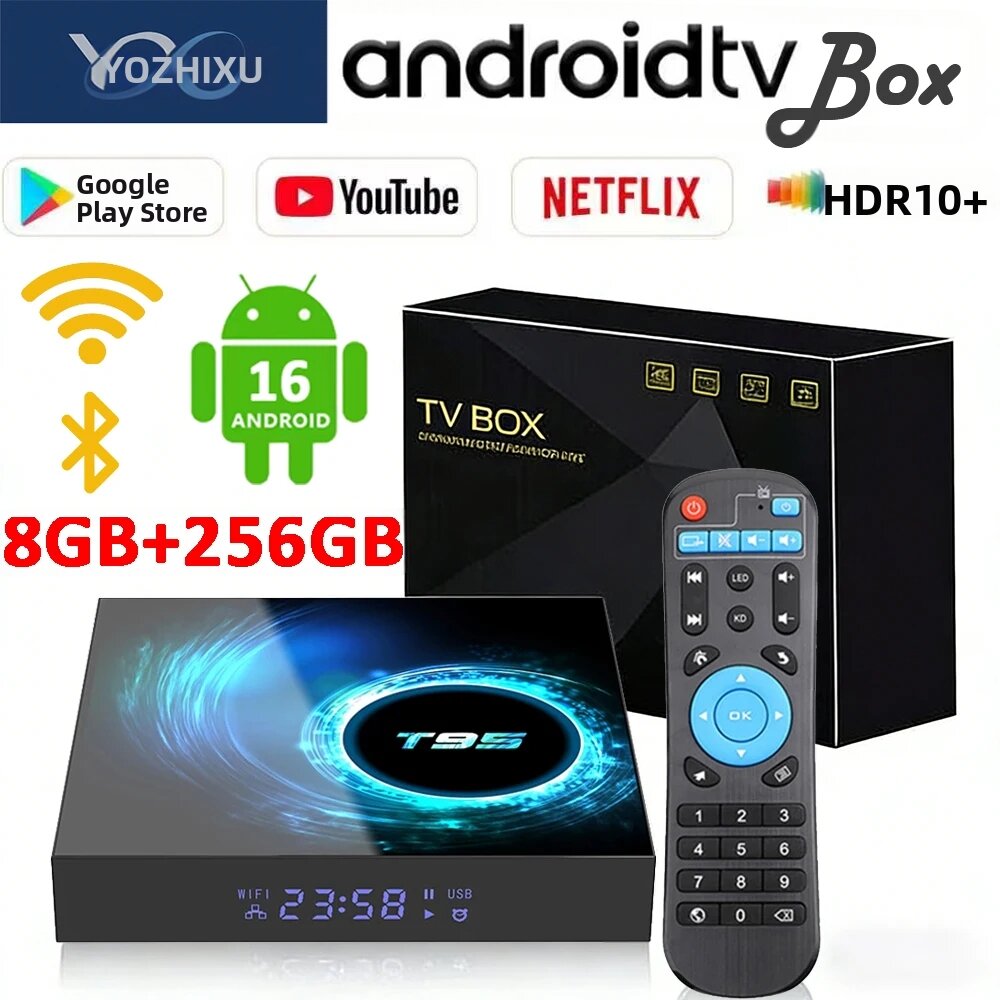 Hộp Giải Mã Truyền Hình Android T95 Allwinner H616 Mới 2026, Wifi Kép, BT5.4, 8GB+256GB, Ultra HD, Đầu Phát Đa Phương Tiện Gia Đình Thông Minh Với HDMI 2.0