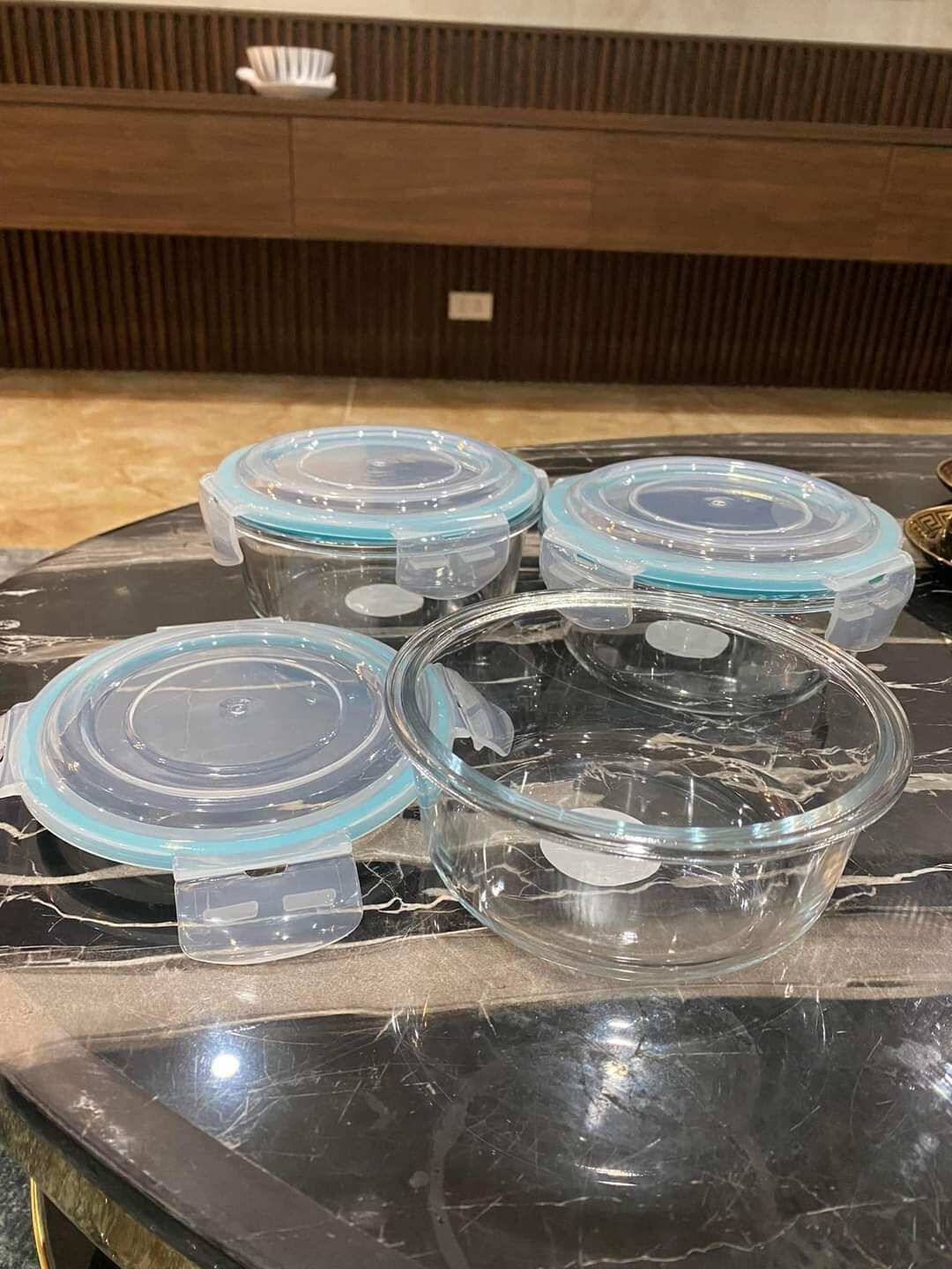 Thố thuỷ tinh tròn NẮP Trắng 620ml