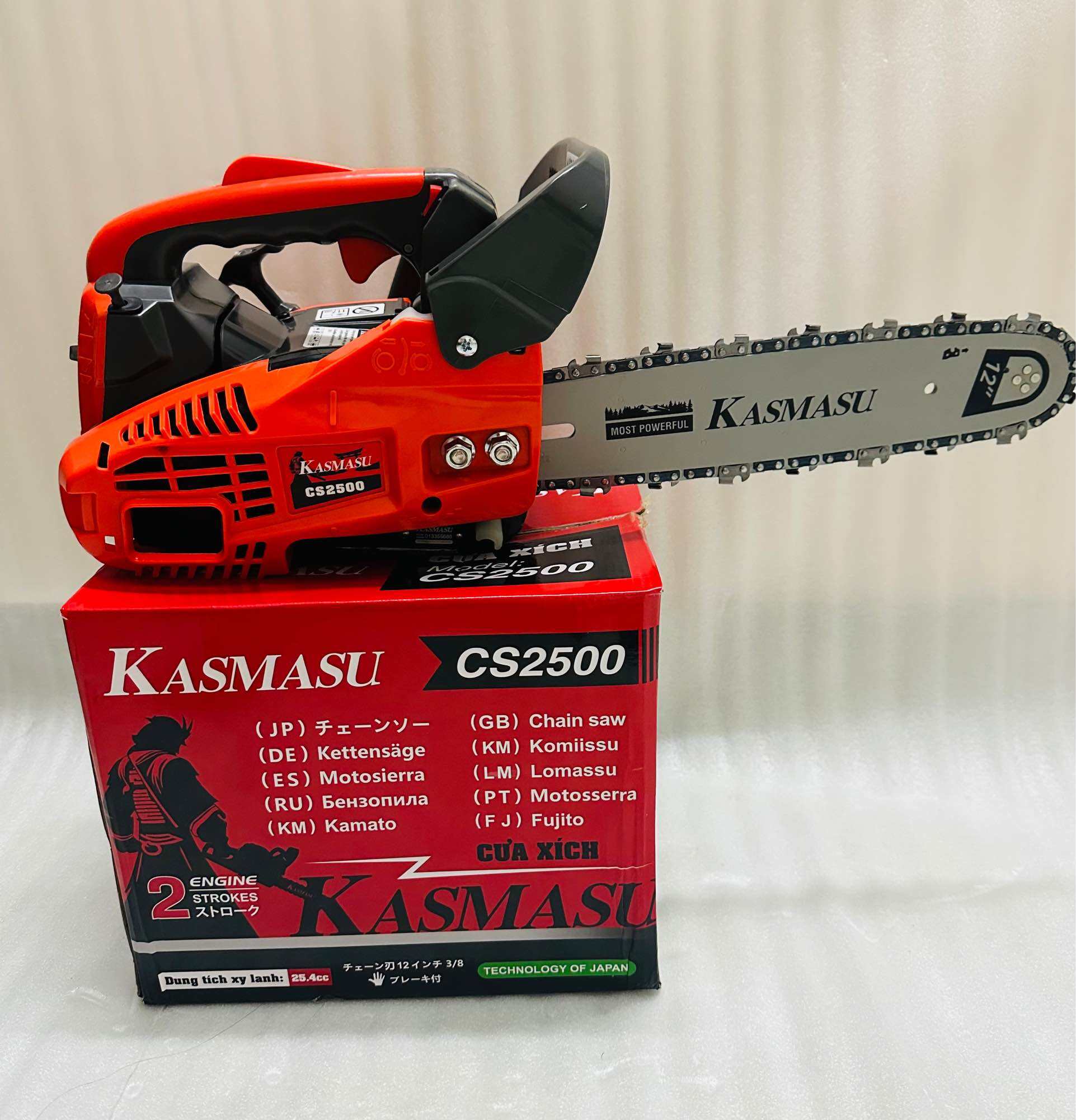 Máy cưa xích chạy xăng tay cụt Kasmasu mini cầm tay 25cc máy cưa xích cưa gỗ