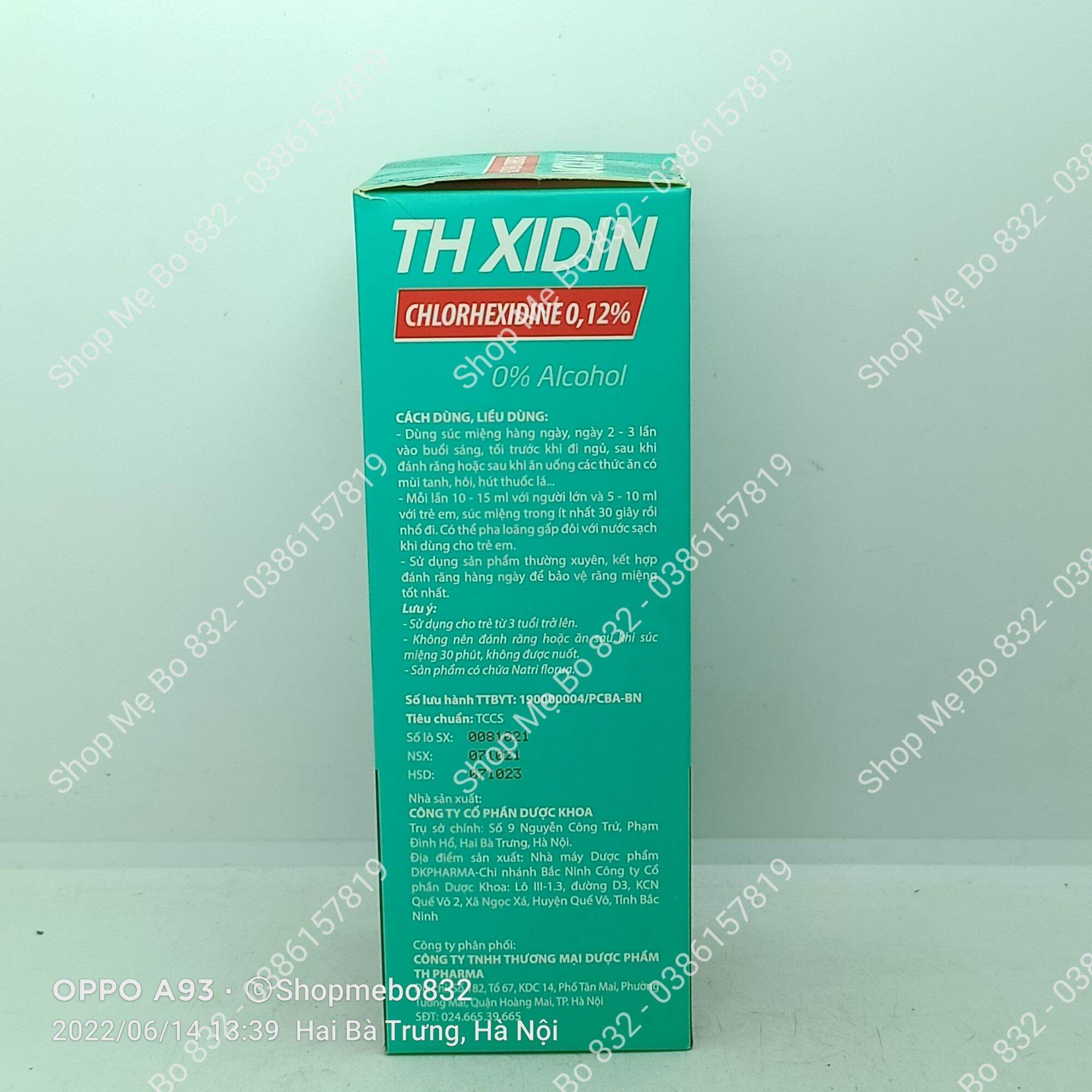 Nước súc miệng họng TH XIDIN Chlorhexidine 250ml